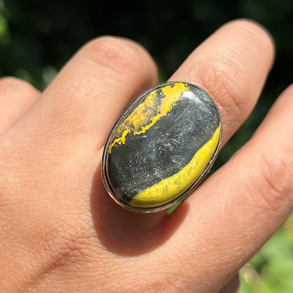 Size 8.25 925 solver plated‎ bumblebee Jasper ring